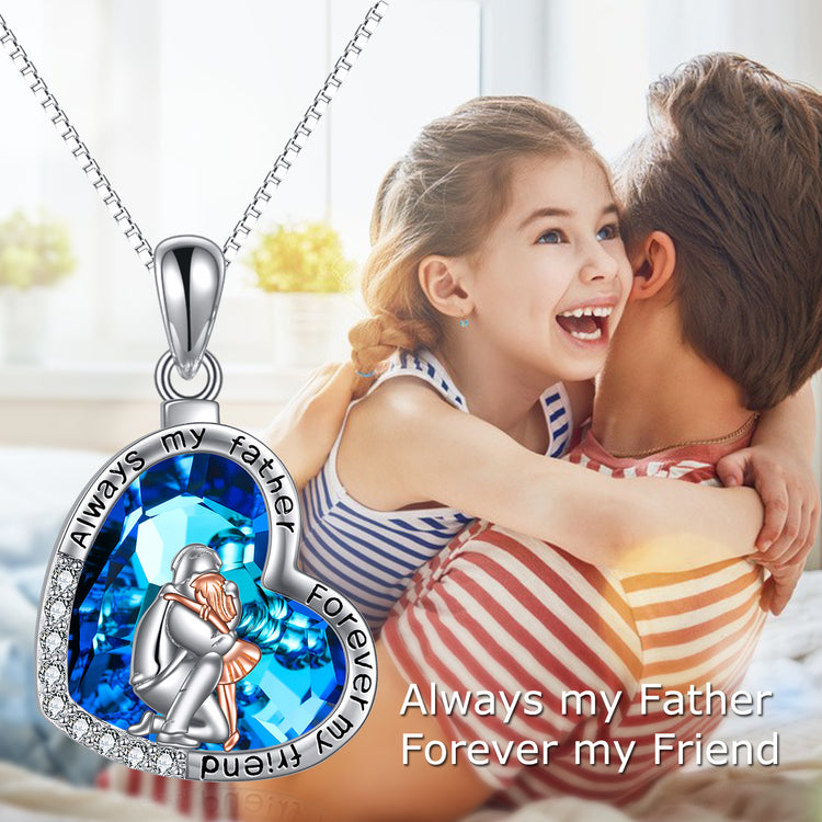 925 Sterling Silver Daughter Dad Necklace Father's Day Jewelry Gifts