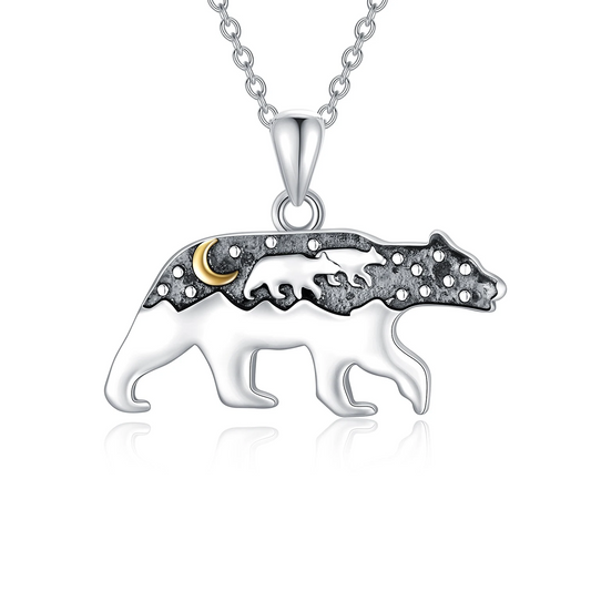 Mama Bär Halskette 925 Sterling Silber Tier Halskette Anhänger Geschenk für Frauen