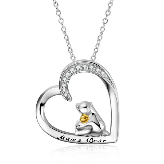 Collier en argent sterling 925 Mama Bear cadeau pour maman