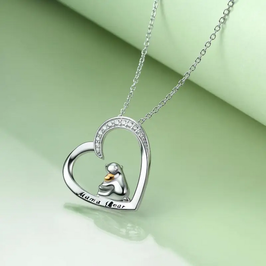 Collier en argent sterling 925 Mama Bear cadeau pour maman