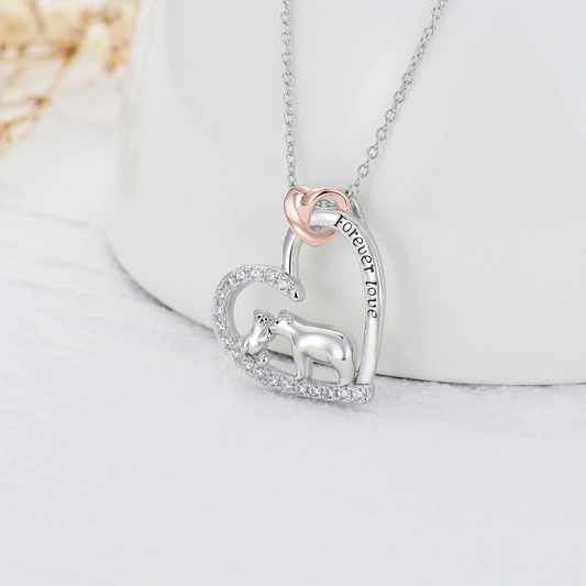 Mama Bear Necklace with 1 Cub 925 Sterling Silver Mother's Day Jewelry Gifts for Women