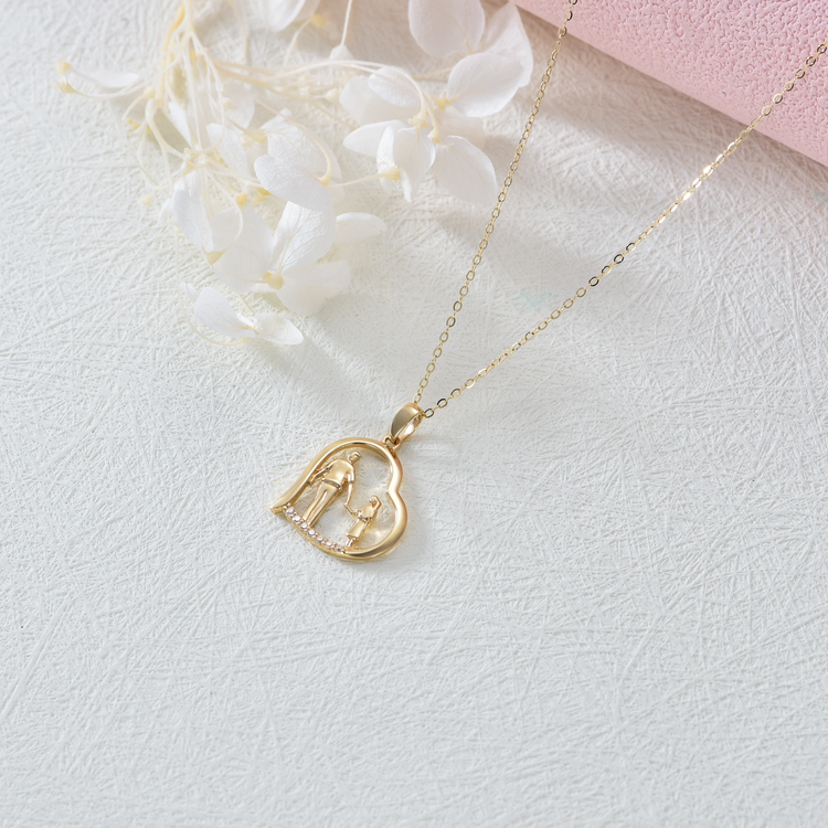 Father and Daughter Necklace in 14K Gold