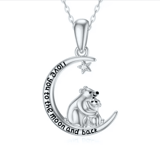 Mama Bear Necklace 925 Sterling Silver Pendant Necklace Gift for Mom