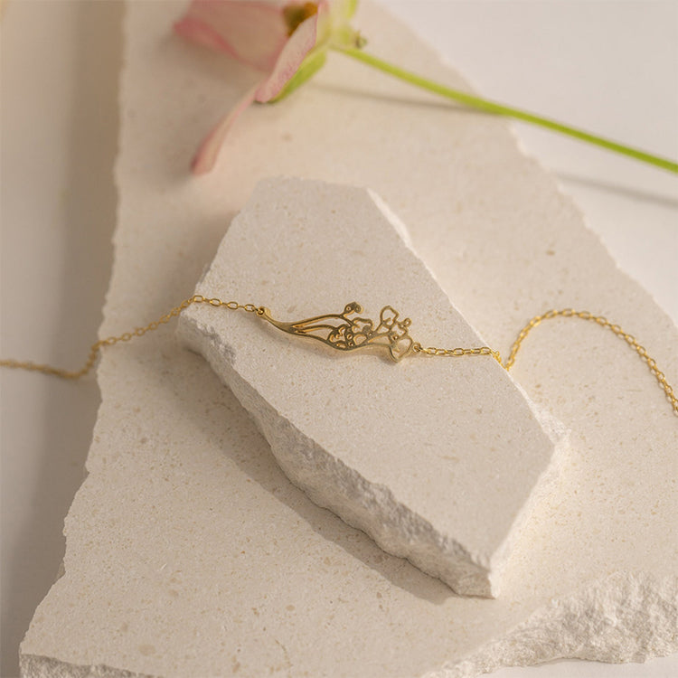 Personalized Birth Flower Bracelet by Minimalist • Custom Flower Jewelry • Dainty Charm Bracelet • Best Friend Birthday Gift