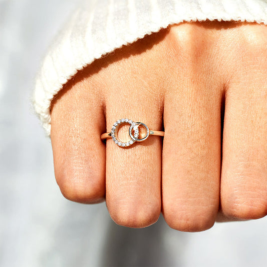 925 Sterling Silver Mother & Daughter Forever Linked Forever Loved Linked Cricle Ring