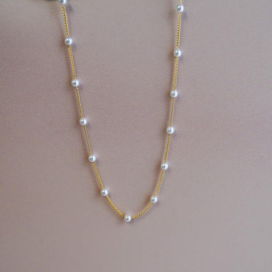 925 Sterling Silver Satellite Pearl Chain Necklace