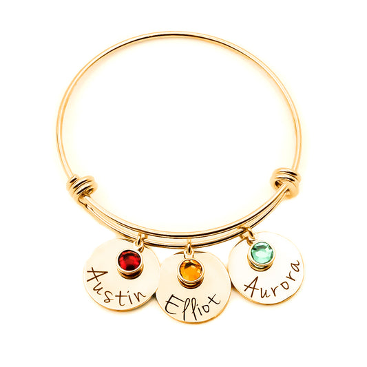 925 Sterling Silver Personalized Name Bracelet With Birthstone