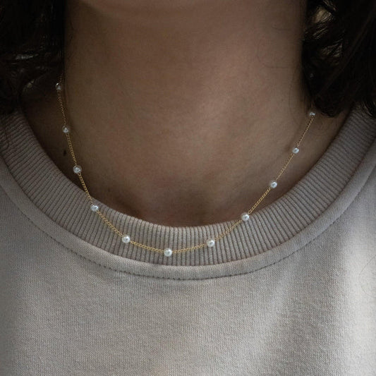 925 Sterling Silver Satellite Pearl Chain Necklace