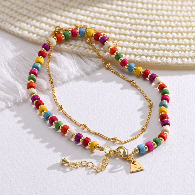 Resort/Tropical/Pacific Layered Beads Bracelet/Anklet with Initials