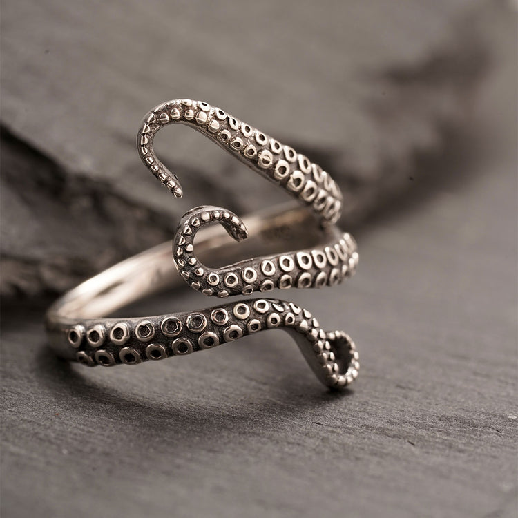 925 Sterling Silver Octopus Tentacle Summer Fashion Ring