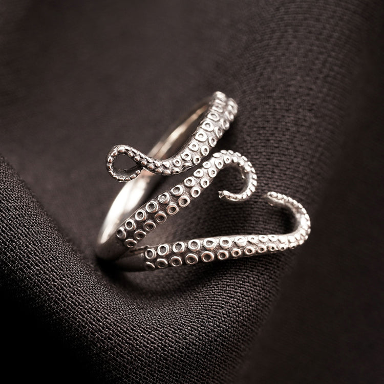 925 Sterling Silver Octopus Tentacle Summer Fashion Ring