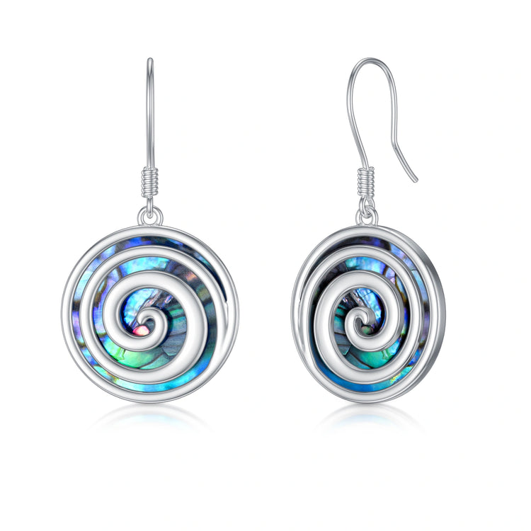 Boucles d'oreilles tourbillon de coquille d'ormeau en argent sterling