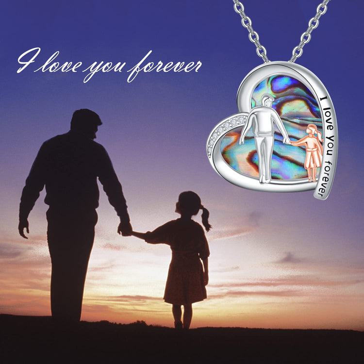 925 Sterling Silver Father Daughter Heart Necklace