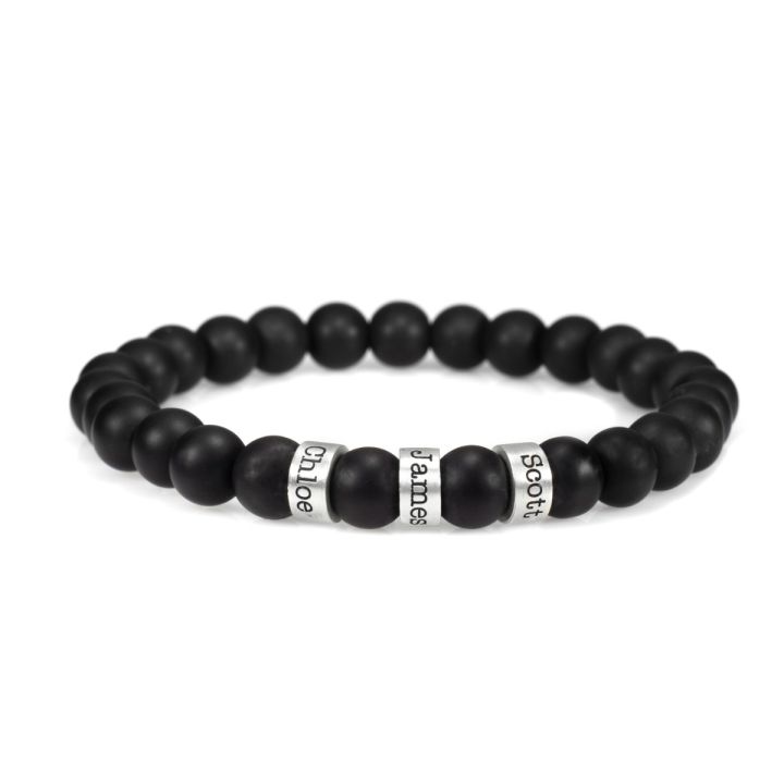 Serene Black Onyx Men Name Bracelet