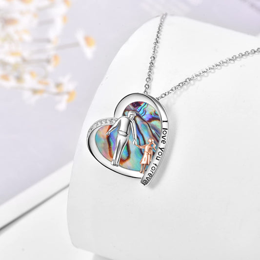 925 Sterling Silver Father Daughter Heart Necklace