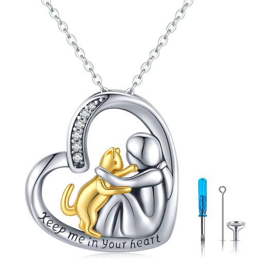 925 Sterling Silver Urn for Pet Ashes Heart Cremation Necklace