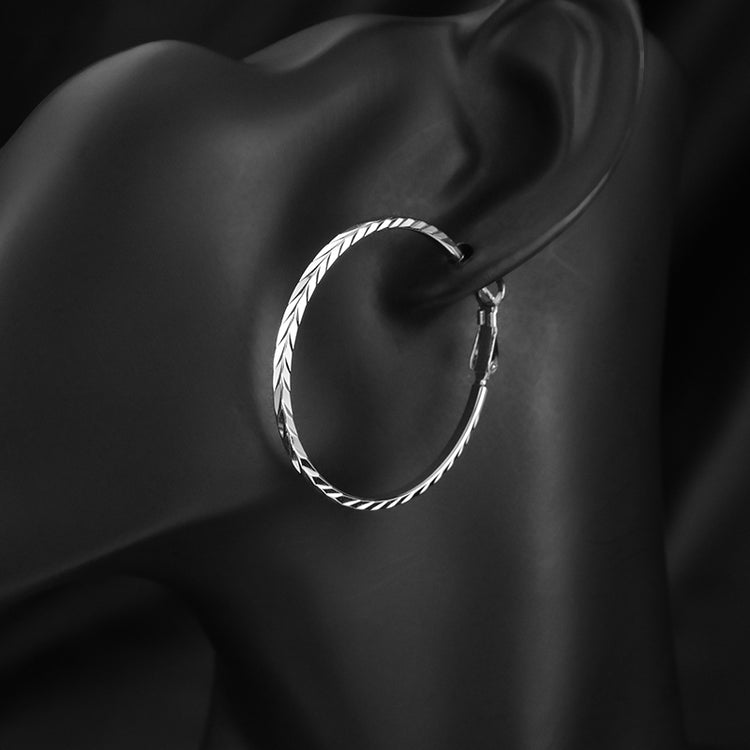 PRAYBIRDS Sterling Silver Round Hoop Earrings 40mm