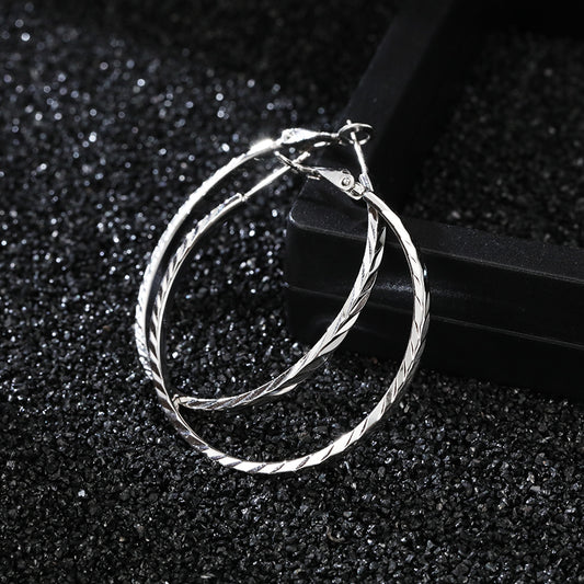 PRAYBIRDS Sterling Silver Round Hoop Earrings 40mm