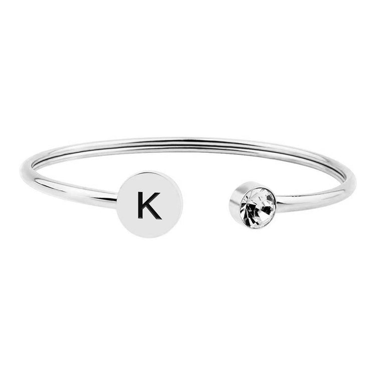 925 Sterling Silver Personalized Engraved Birthstone Signet Cuff Bracelet
