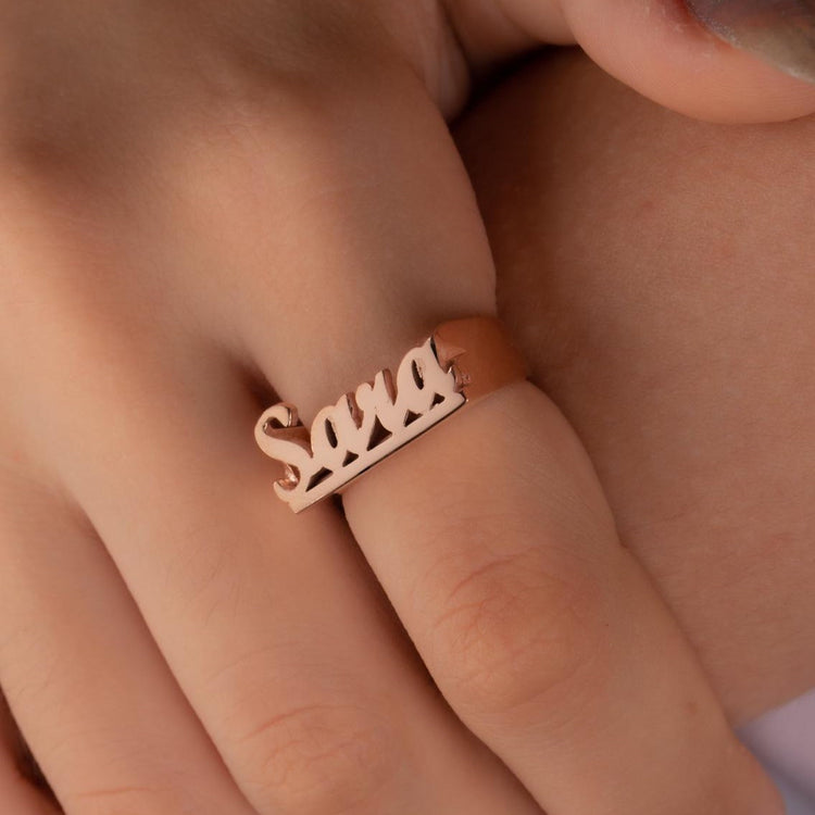 925 Sterling Silver Personalized Name Ring In Cursive Font