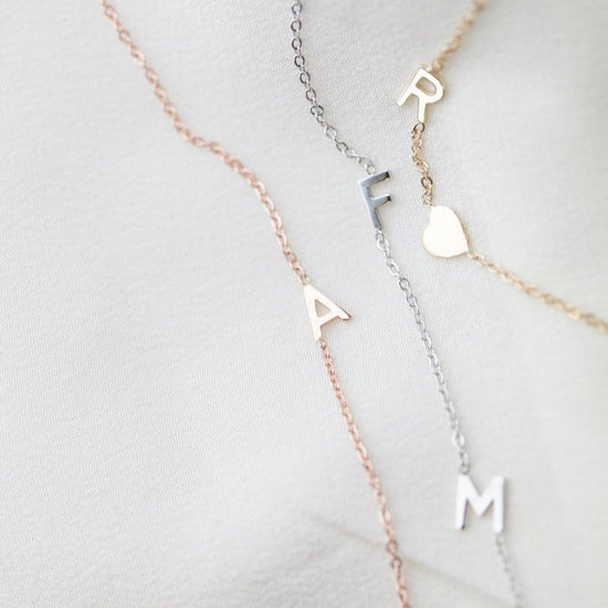 925 Sterling Silver Sideway Initial Necklace - onlyone