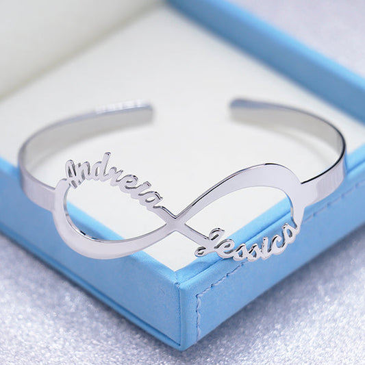 925 Sterling Silver Infinity Name Cuff