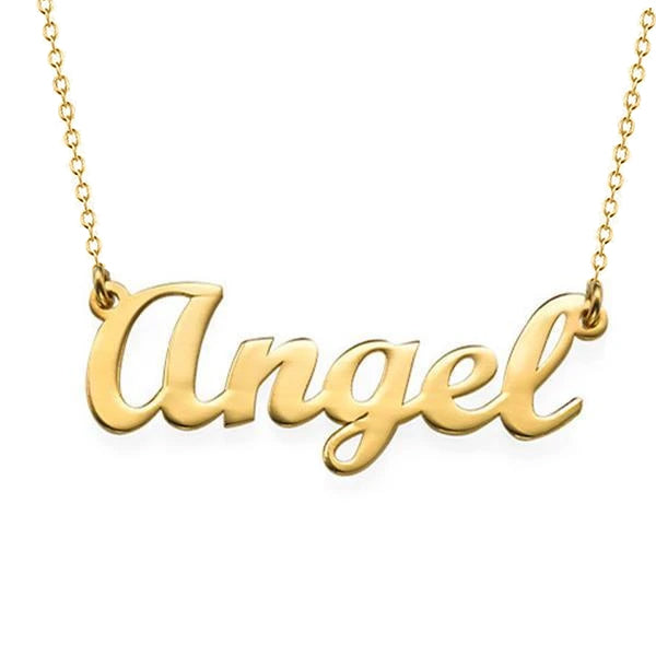 Collier de nom personnalisé de style "ange" en argent sterling 925 Collier de plaque signalétique