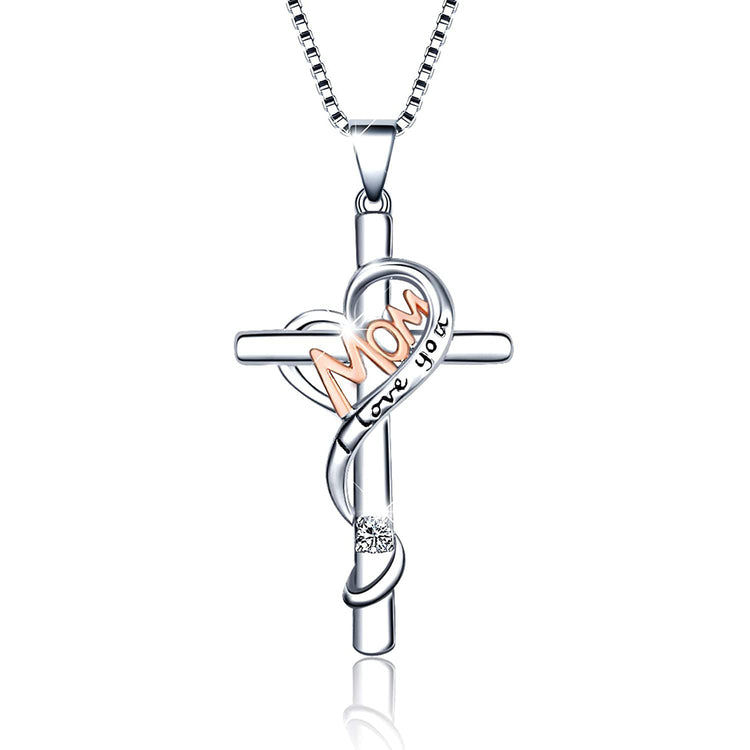 925 Sterling Silver Cross Heart Necklaces for Mom