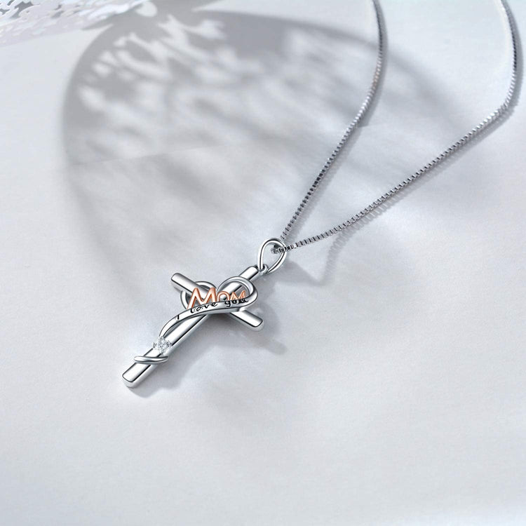 925 Sterling Silver Cross Heart Necklaces for Mom