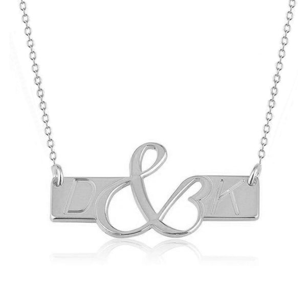 925 Sterling Silver Engraved Bar Name Necklace Nameplate Necklace - onlyone