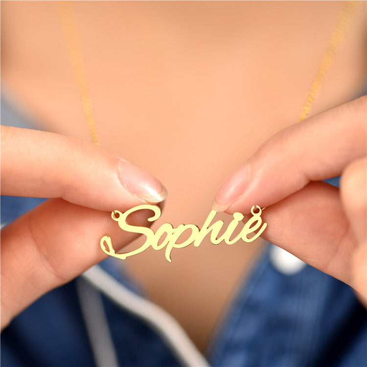 925 Sterling Silver "Sophie" Style Custom Name Necklace Nameplate Necklace - onlyone