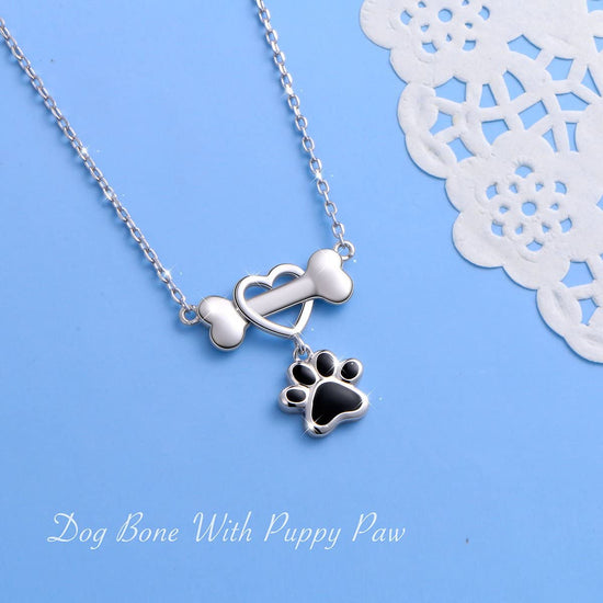 925 Sterling Silver Cute Paw Print Pendant Necklace - onlyone