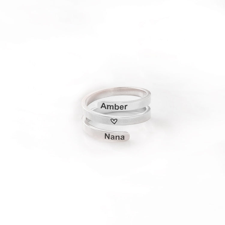 925 Sterling Silver Custom Three Names Ring Family Ring - onlyone