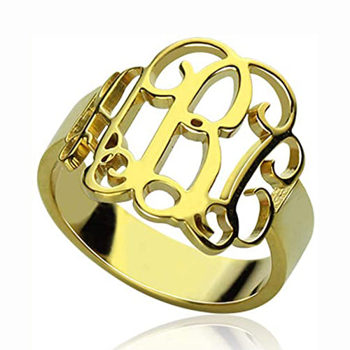 925 Sterling Silver Personalized Cut Out Monogram Ring - onlyone