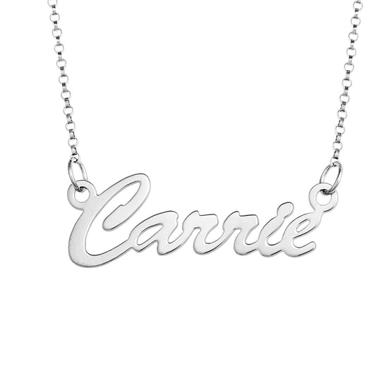 925 Sterling Silver "Carrie" Style Custom Name Necklace Nameplate Necklace - onlyone