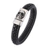 Mens Leather Bracelet With Stainless Steel Skull, Father's Day Bracelet - onlyone