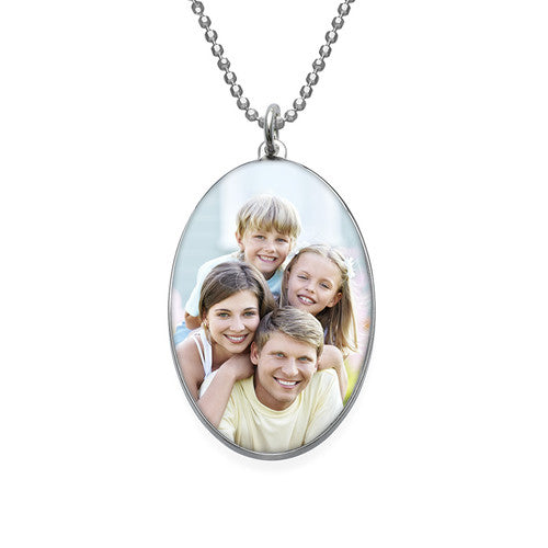 925 Sterling Silver Oval Photo Necklace - onlyone