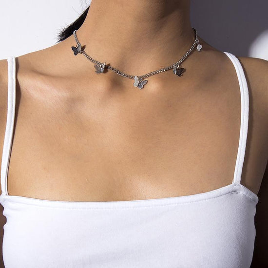 925 Sterling Silver Butterfly Chocker For Women - onlyone