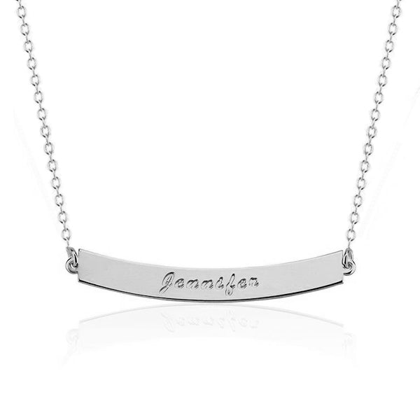 925 Sterling Silver Gravé Arch Bar Nom Personnalisé Collier Plaque Signalétique Collier