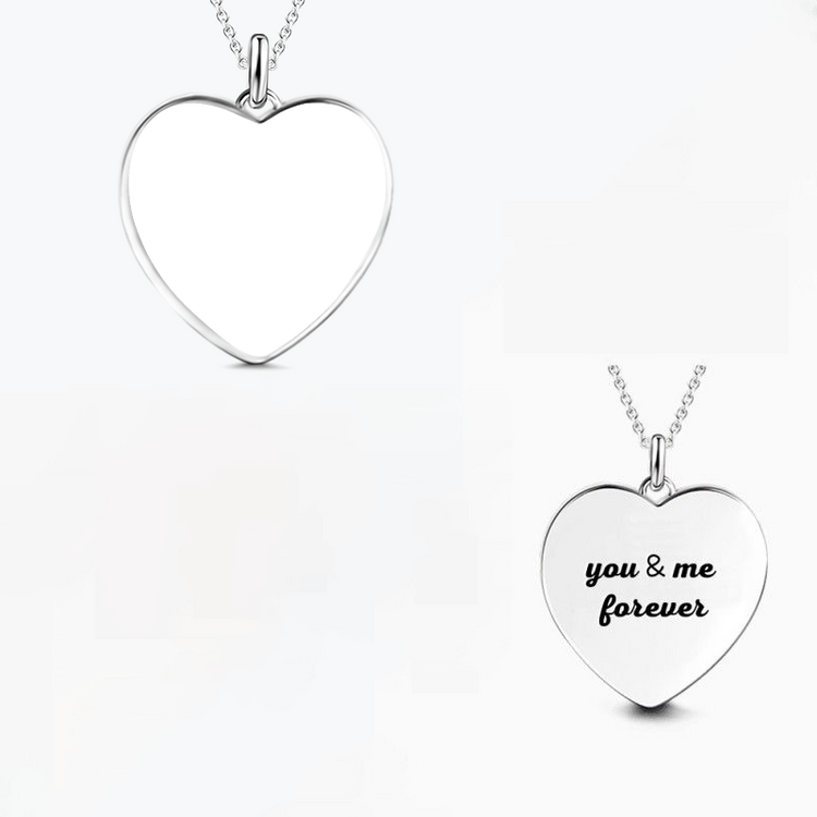 925 Sterling Silver Personalized Heart Photo Necklace, Engraved On The Back - onlyone