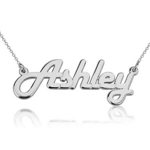 925 Sterling Silber Custom Ashley Name Halskette Namensschild Halskette