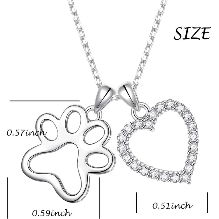 925 Sterling Silver Cute Paw Print Pendant Necklace - onlyone