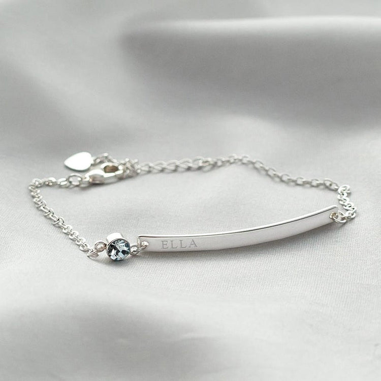 925 Sterling Silver Personalized Name Bar ID Bracelet