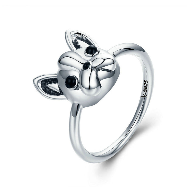 925 Sterling Silver French Bulldog Dog Ring - onlyone