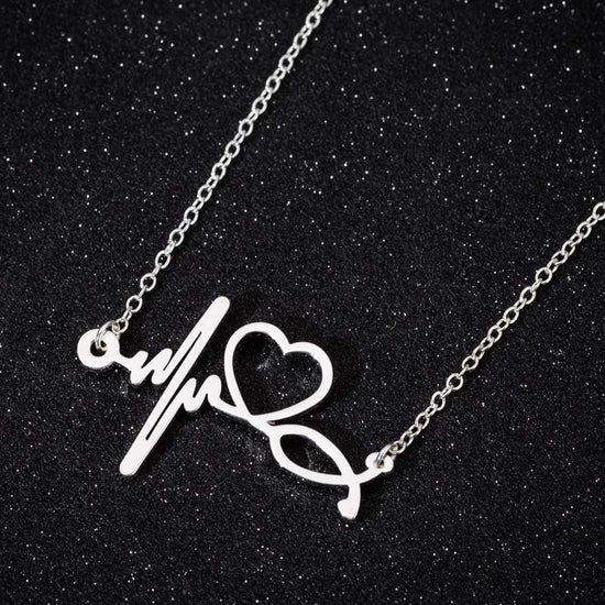 925 Sterling Silver Nurse Heart Beat Stethoscope Necklace, Gifts For Nurse - onlyone