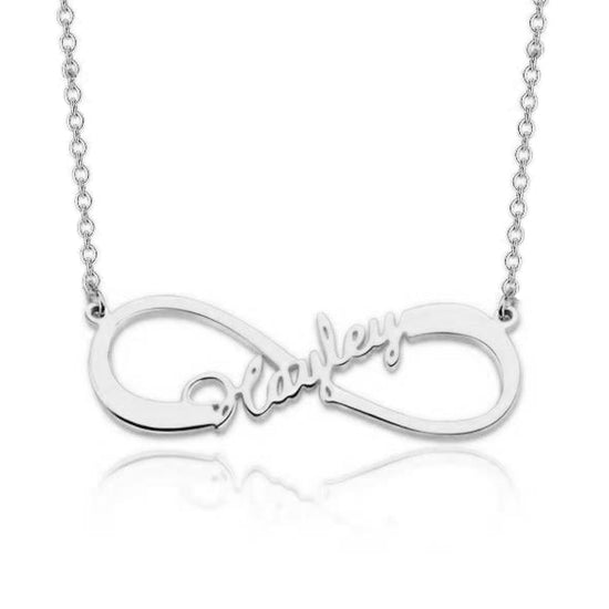 925 Sterling Silver Infinity Single Name Necklace Nameplate Necklace - onlyone