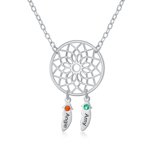 Collier personnalisé en argent sterling 925 amulette nom pierre de naissance