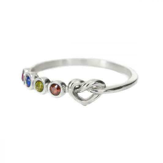 925 Sterling Silber Krawatten des Herzens Birth stone Ring