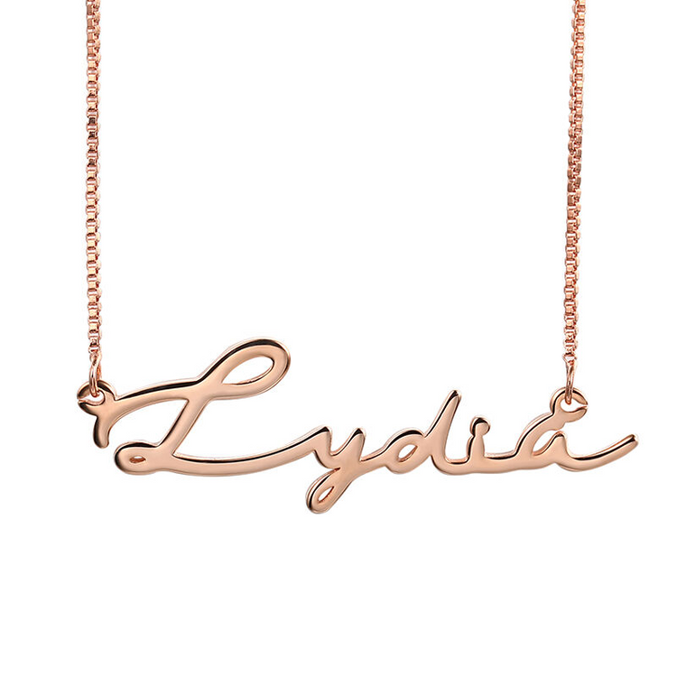 925 Sterling Silver Personalized Signature Style Name Necklace