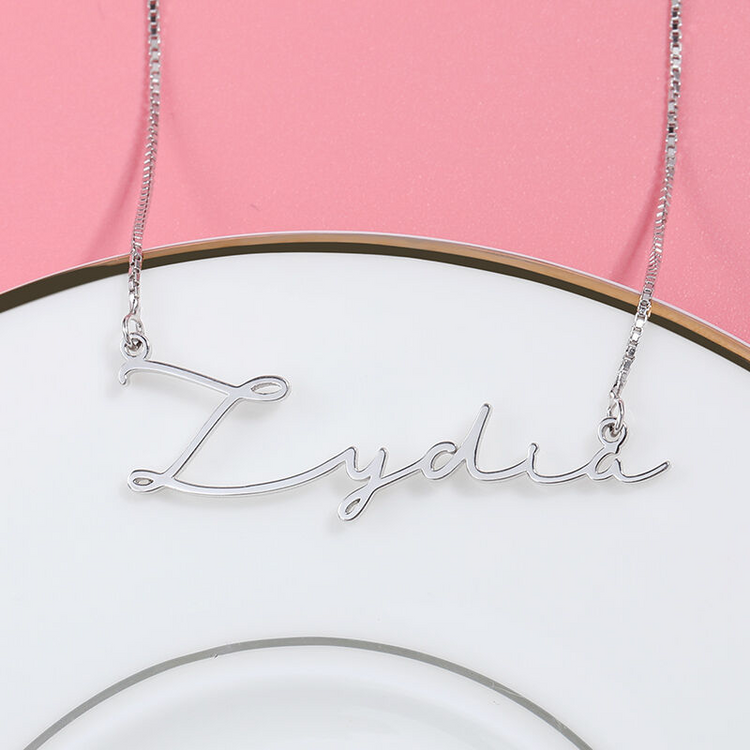 925 Sterling Silver Personalized Signature Style Name Necklace